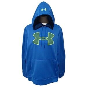 Under Armour Hoodie Mens Large Blue Storm 1 Loose Fit Logo Pullover Sweatshirt